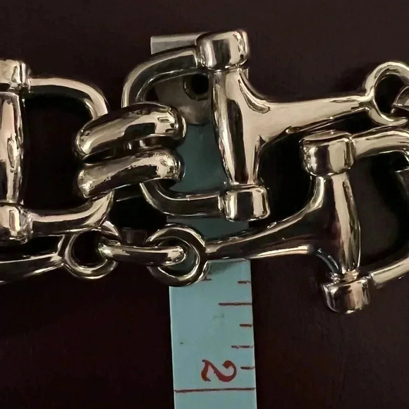 ESCADA Women’s Vintage Designer Silver Tone Equestrian Horse Bit Chain Link Belt main image 6